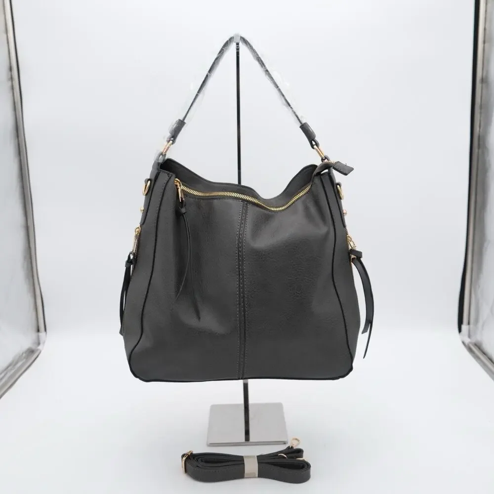 Gray FLO-MOTOR Shoulder/Crossbody Bag - Polyurethane Lots Of Compartments